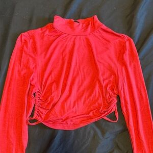 SHEIN Red Long Sleeve Crop Top